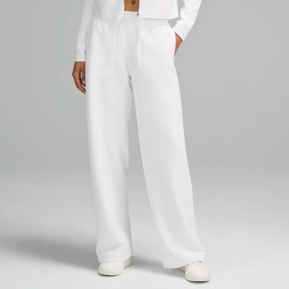 Lululemon Textured High-Rise Wide-Leg Track 32" Pant - White - Picture 1 of 6